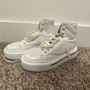Prada Women's White Quilted Sneakers